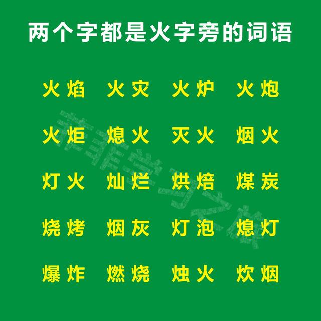 一年级偏旁部首火字旁，一年级火字旁的汉字，火字旁考试知识点