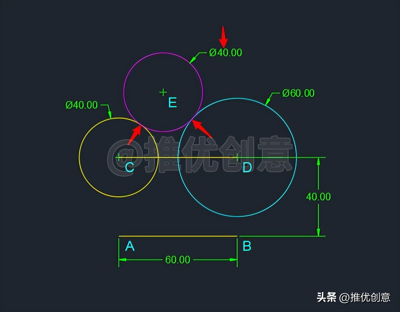 “相切、相切、相切”绘制圆 CAD 制图 AutoCAD 实战教程 工程制图插图11 “相切、相切、相切”绘制圆 CAD 制图 AutoCAD 实战教程 工程制图