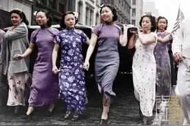 民国老照片｜华裔美女在美国街头宣传抗日，旗袍美女气质上佳图片