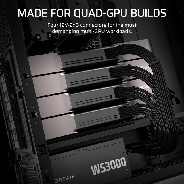 海盗船推出WS3000白金牌工作站电源：175mm长，4组12V-2×6