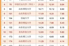 武书连版山东高校排名，挤下985与211高校，青大拿下第二名图片