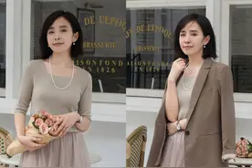谁说“针织衫+半身裙”很普通？春天学着这样搭配，赚足回头率图片