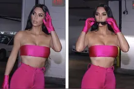 金卡戴珊新造型学茱莉亚？布条当抹胸太性感，1尺7的腰太绝了图片