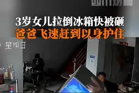 安徽阜阳：3岁女孩拽倒冰箱爸爸飞身护住图片