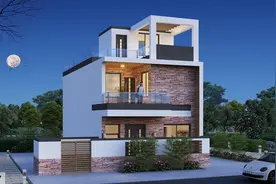 7×12米极致小面宽现代别墅，占地仅88平，拥有超大露台图片