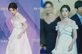 红毯造型，张子枫披风遮斜方肌，刘敏涛保守缝领口网友却说改对了图片