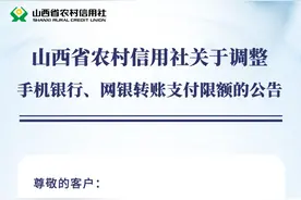 吕梁农信关于调整手机银行、网银转账支付限额的公告图片