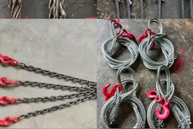突发！吊车司机用生锈的钢丝绳吊装铁皮柜，作业中钢丝绳断裂图片