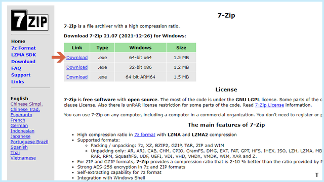 免费压缩/解压软件7-Zip 21.07图文安装教程，建站必备