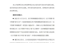 突发！西宁特钢集团被债权人向法院申请重整图片
