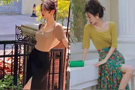 被上海福安路街拍惊艳了！满大街都是“剪刀裙”，个个时髦又高级图片