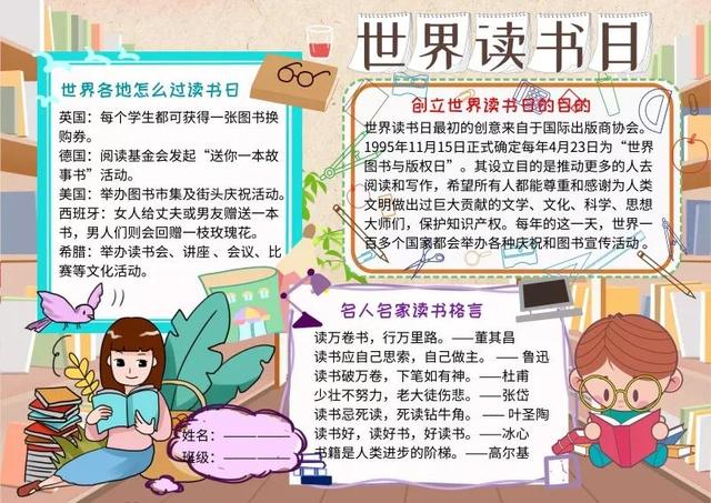 手抄报（读书类文字版）