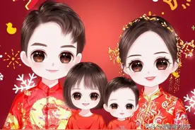 换个头像吧，一家4口的卡通全家福头像，满满的幸福感图片