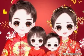 换个头像吧，一家4口的卡通全家福头像，满满的幸福感图片