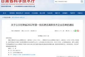 甘肃：2022年第一批拟更名高新技术企业名单图片