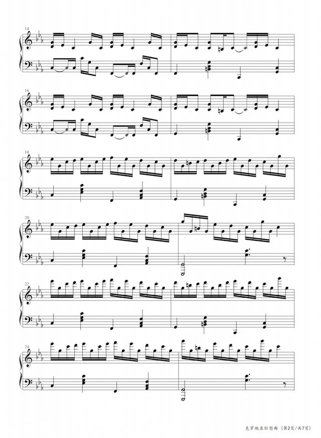 克罗地亚狂想曲，钢琴谱原版，马克西姆，曲谱分享
