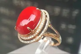 阿卡红珊瑚戒指图片