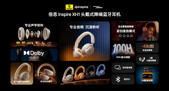 倍思Inspire系列三款头戴/耳夹/入耳式耳机新品发布，799元起