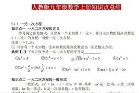 最新九年级数学上册知识点总结，考试重点回顾！图片