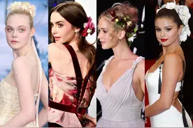 夏季拍婚纱照？试试头上戴花，可以借鉴女明星的“花仙子”发型图片