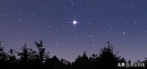 夜空中最亮的恒星，它就是天狼星，日落后可见