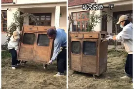 一位姑娘低价买下废旧柜子，亲手拆改，变成美观又实用的收纳柜图片