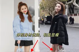 女人不管身材多好，穿羽绒服别配打底裤了，试试这样搭洋气还显瘦图片