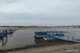 哈尔滨水位下降松花江露出沙滩！登船过程中能挖江蚌，过江航运现已恢复通航图片