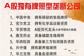 A股独有牌照型垄断公司一览图片