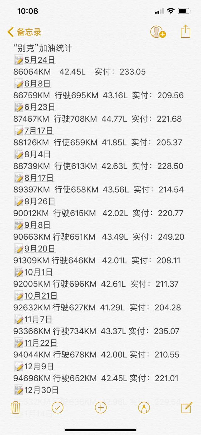 13款英朗GT 1.6MT油耗