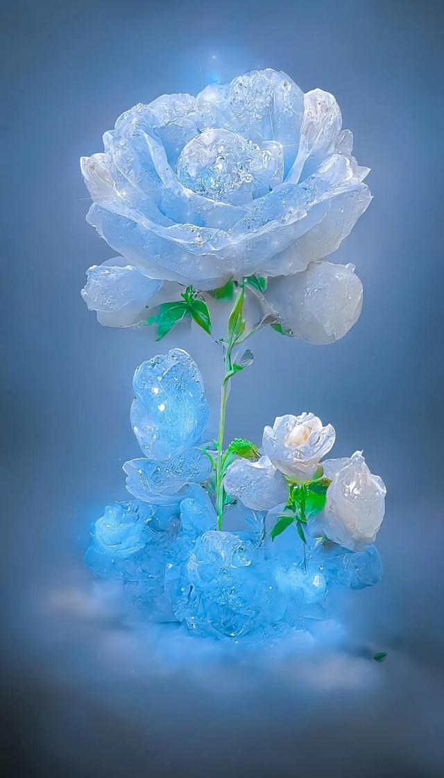 花月鲜花|爱订花|送老婆送闺蜜生日鲜花碎冰蓝鲜花推荐(碎冰蓝玫瑰