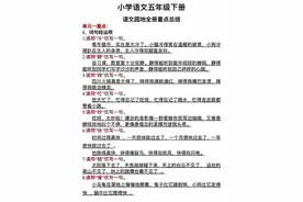 五年级语文下册期末复习，学生需掌握重点内容，收藏图片