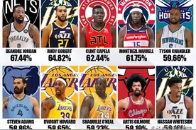 NBA历史投篮命中率排行榜前十：内线球员统治投篮命中率榜单图片
