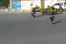 女童误入车流民警一把抱起图片