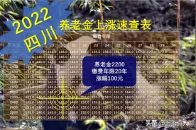 四川省养老金上涨速查表2022版出炉，查查你能涨多少？图片