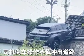 湖北宜昌 司机倒车失误直接把车开上房顶，被卡在驾驶室里无法出去报警求助图片