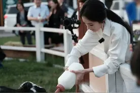 38岁杨幂穿高定喂奶牛？活动照曝光，网友：“妈味”要溢出屏幕了图片