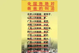 终于有人把各省爸爸的叫法，整理出来了，你哪儿叫啥?仅供参考。图片