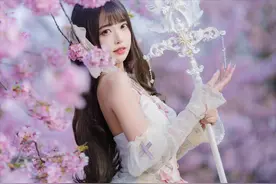 白丝洛丽塔少女樱花写真图片