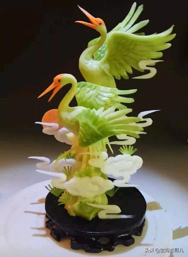 分享图片——食材红白萝卜 精工雕刻 工艺品(萝卜怎么雕花简单) - 冷