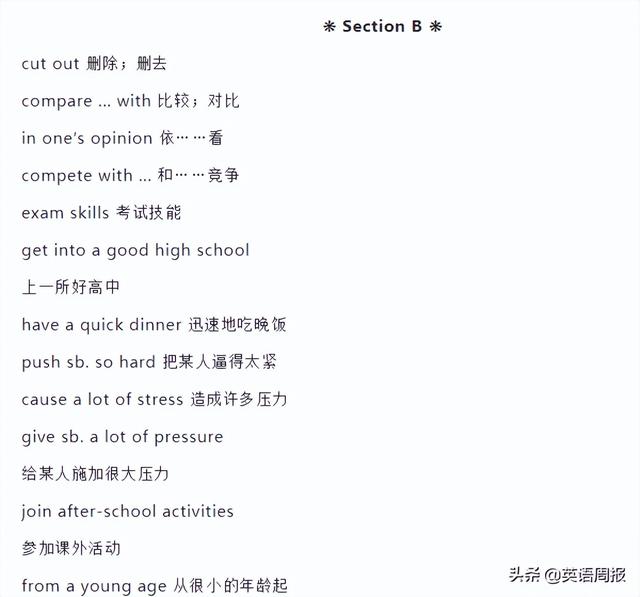 初中英语三年重点短语汇总！打印出来天天背