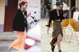 穿裙子配什么鞋子好看？看上海街拍就知道：高跟和运动鞋差距真大图片