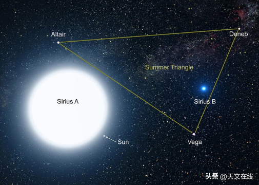 夜空中最亮的恒星，它就是天狼星，日落后可见