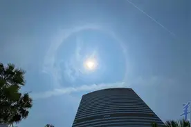 太阳长了个“圈圈”？今天下午广州出现“日晕”现象图片