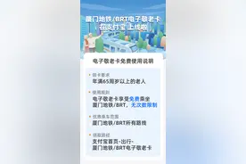 全国轨道交通领域首张“电子敬老卡”在厦门发出，65周岁以上老人享免费乘车图片