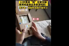 动手能力超强！12岁男孩用纸壳自制多款游戏机图片