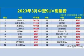 2023年3月中型SUV销量榜，唐DM第2，红旗HS5第4，汉兰达第12名图片