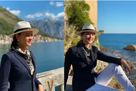 44岁刘芳菲国外旅游似贵妇！坐地上脸色通红，穿几十元鞋子接地气图片