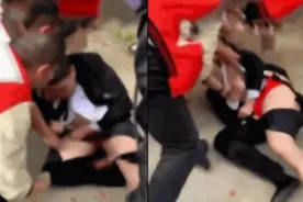 又现婚闹！新郎被朋友压倒狂撕衣裤「剩一条内裤」图片