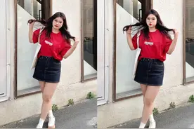 微胖女孩会穿搭有多时尚？看看130斤的她，甜美大方又漂亮图片